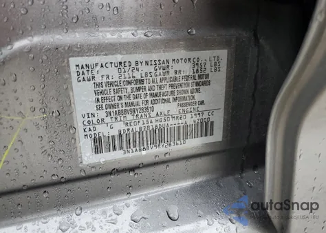 2024 Nissan Sentra S z USA, uszkodzony, nr VIN 3N1AB8BV9RY283610